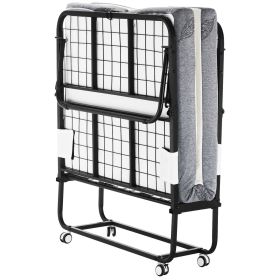 VEVOR Rollaway Bed, 38 in x 75 in Folding Bed with 4 in Mattress, Twin Size Foldable Bed with Sturdy Metal Frame & Memory Foam Mattress