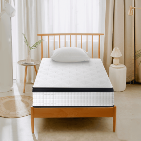 12 Inch Twin XL Breathable Cool Cover Certipur-US Memory Foam Individual Pocket Spring Hybrid Mattress