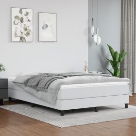 Bed Frame without Mattress White Full Faux Leather (US Only)