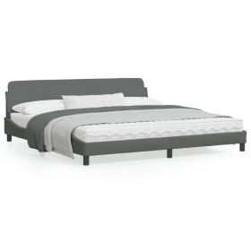 Bed Frame without Mattress Dark Gray 76"x79.9" Fabric