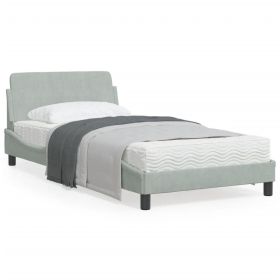Bed Frame without Mattress Light Gray 39.4"x79.9" Velvet
