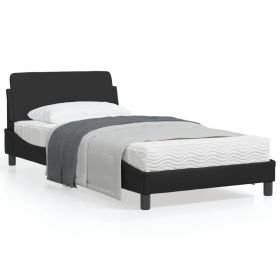 Bed Frame without Mattress Black 39.4"x74.8" Faux Leather
