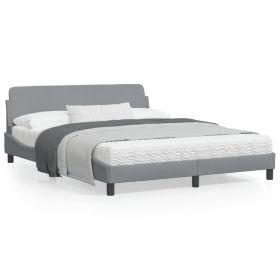 Bed Frame without Mattress Light Gray 59.8"x79.9" Fabric