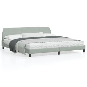 Bed Frame without Mattress Light Gray 76"x79.9" Velvet