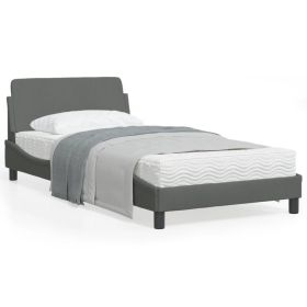 Bed Frame without Mattress Dark Gray 39.4"x74.8" Fabric