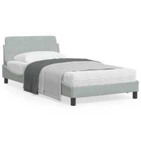 Bed Frame without Mattress Light Gray 39.4"x74.8" Velvet