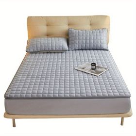 (Sky gray 180cm*200cm) Cotton-Padded Waterproof Mattress Protector, Dust-Proof Bed Cover (Without Pillow and Core). Soft