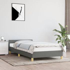 Bed Frame without Mattress Dark Gray Twin XL Fabric (Color: gray)