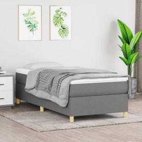 Bed Frame without Mattress Dark Gray Twin Fabric (US Only) (Color: gray)