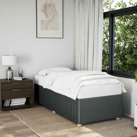 Bed Frame without Mattress Dark Gray Twin Fabric (Color: gray)